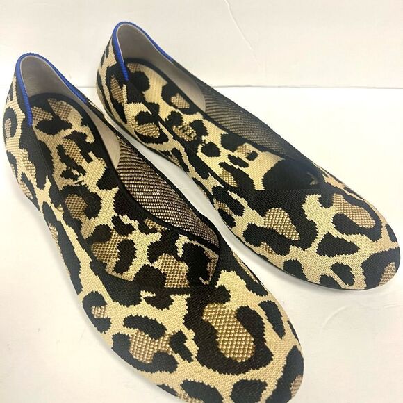 Rothy’s Black and Brown Animal Print Flats with round toe Sz 12 - Picture 2 of 8